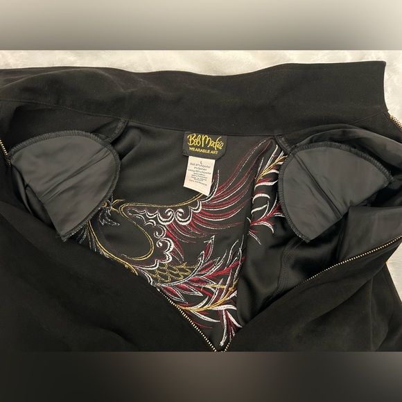 Bob Mackie Y2K Wearable Art Phoenix Embroidered Faux Suede Jacket Size L - Picture 11 of 14